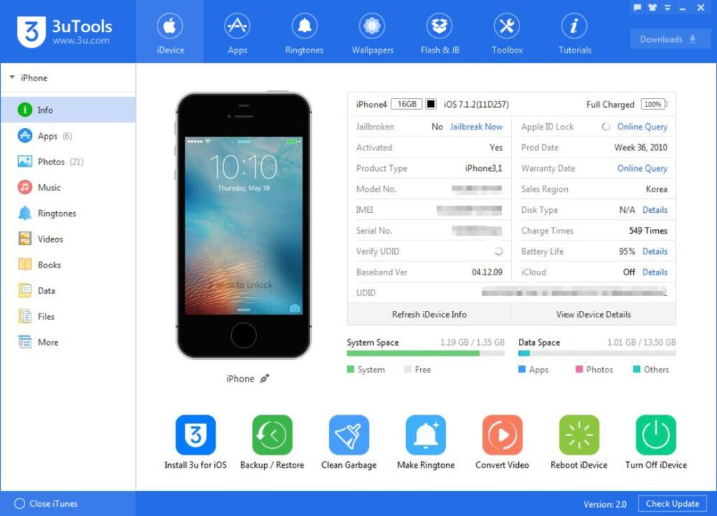 برنامج 3uTools - لقطة شاشة 3