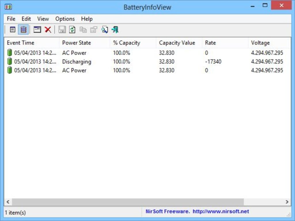 برنامج BatteryInfoView - لقطة شاشة 2