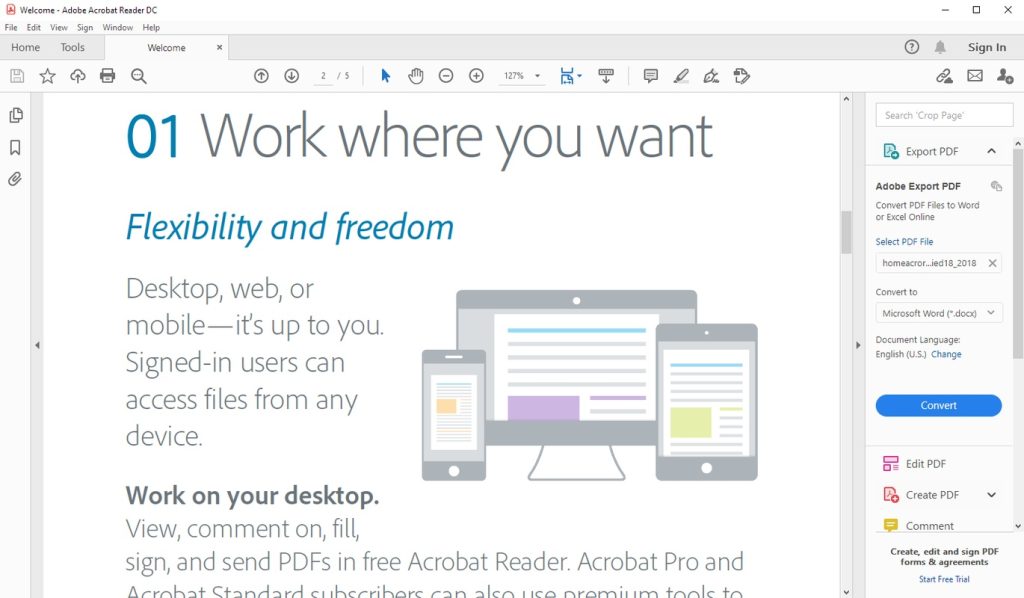برنامج Adobe Acrobat Reader DC - لقطة شاشة 1