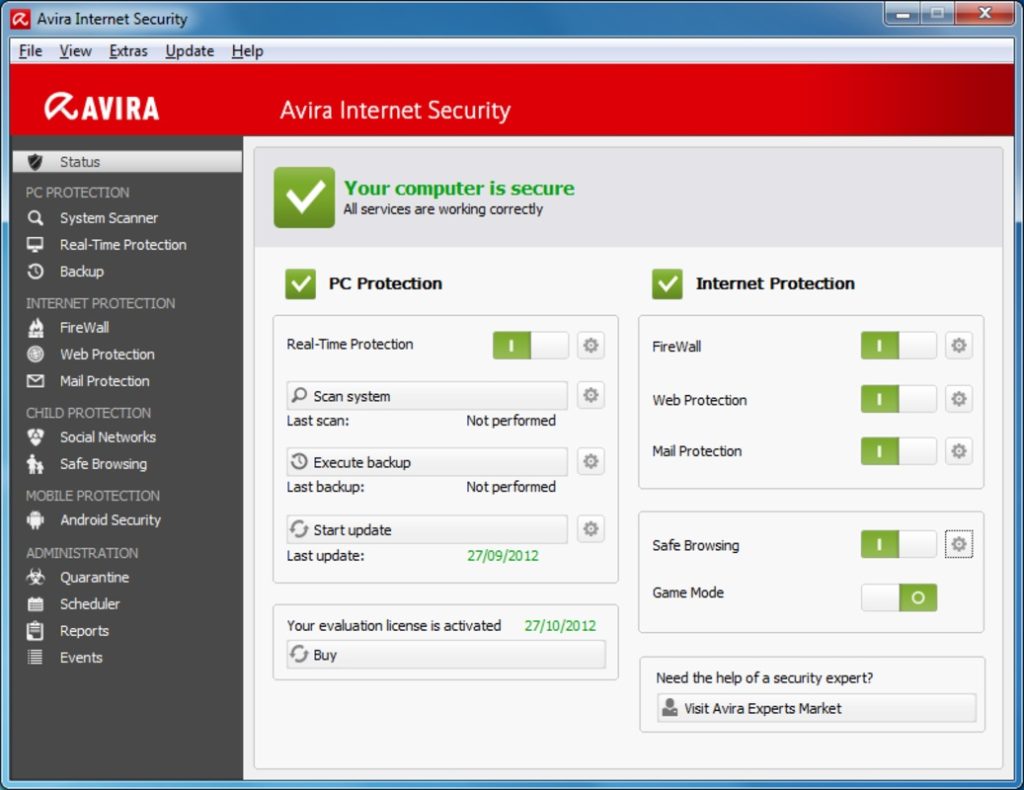 برنامج Avira Free Security - لقطة شاشة 3