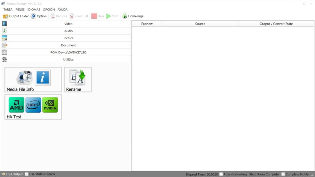 برنامج FormatFactory - لقطة شاشة 1