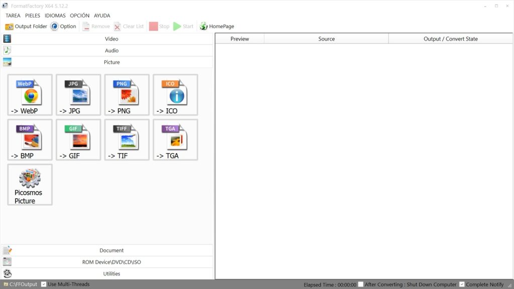 برنامج FormatFactory - لقطة شاشة 2