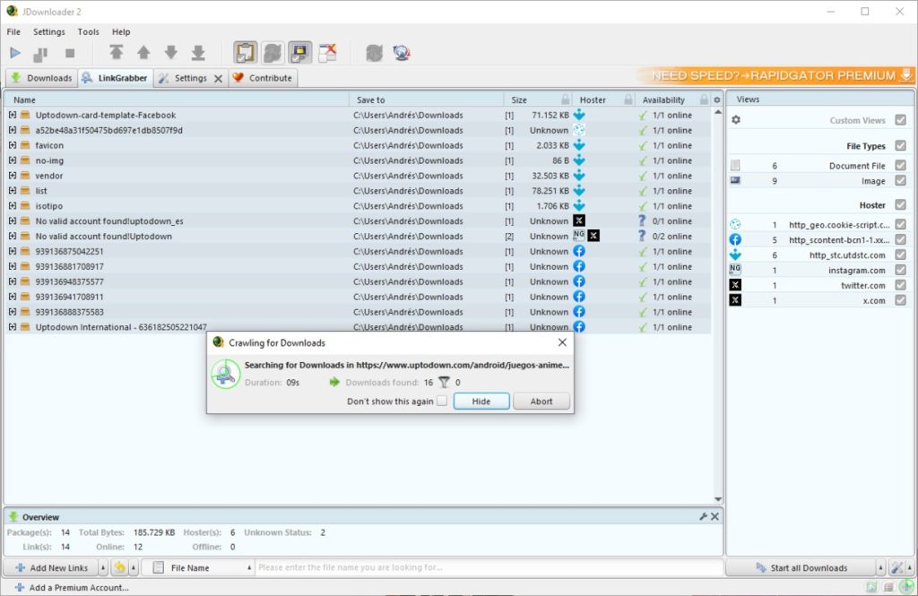 برنامج JDownloader - لقطة شاشة 1