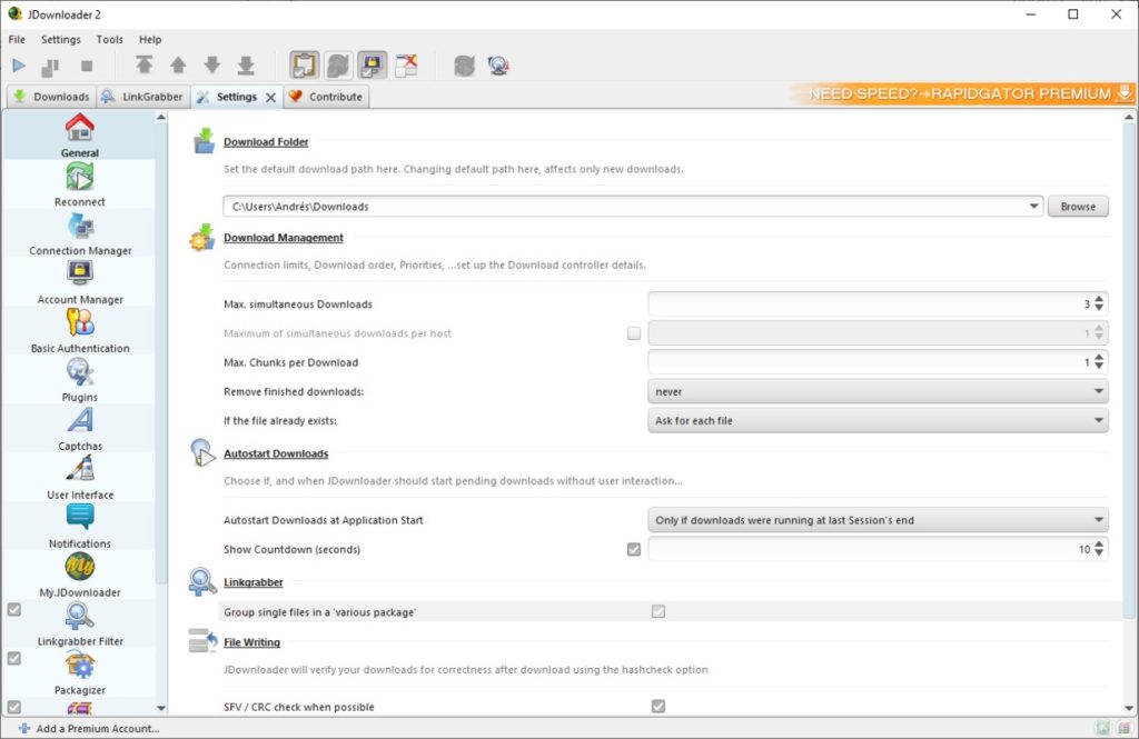 برنامج JDownloader - لقطة شاشة 2
