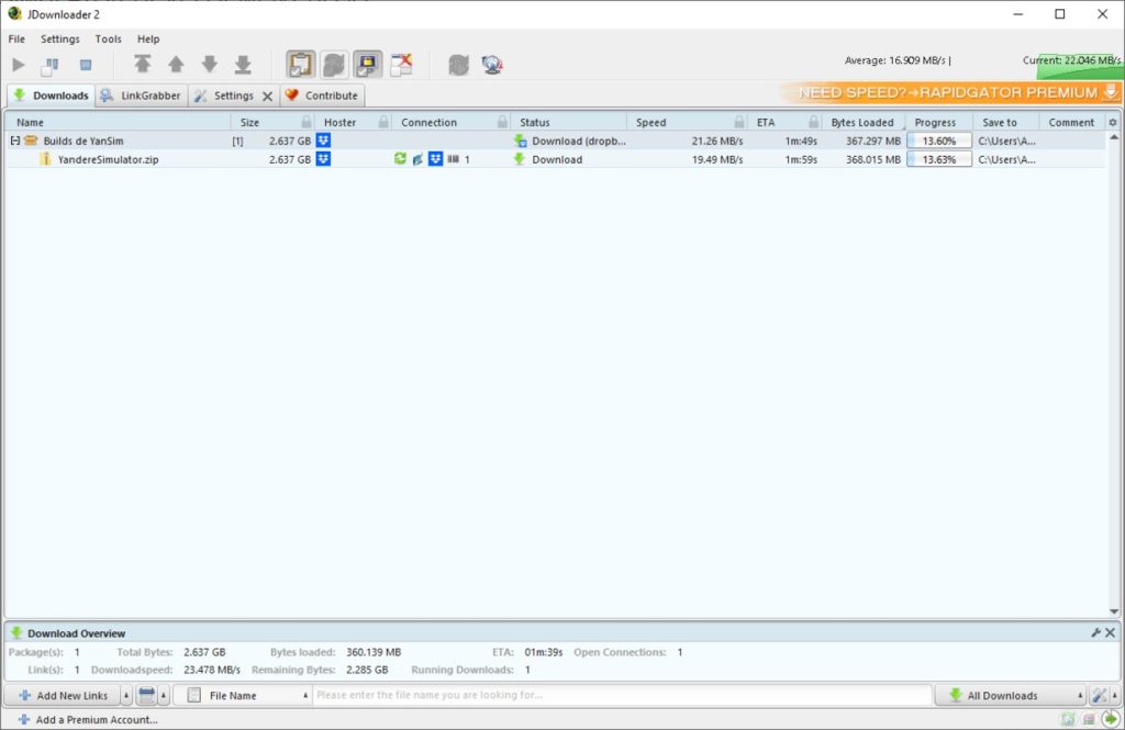 برنامج JDownloader - لقطة شاشة 4