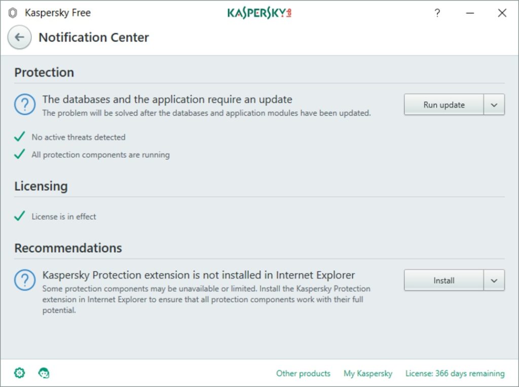 برنامج Kaspersky Free - لقطة شاشة 2