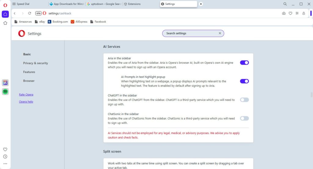 برنامج Opera - لقطة شاشة 4