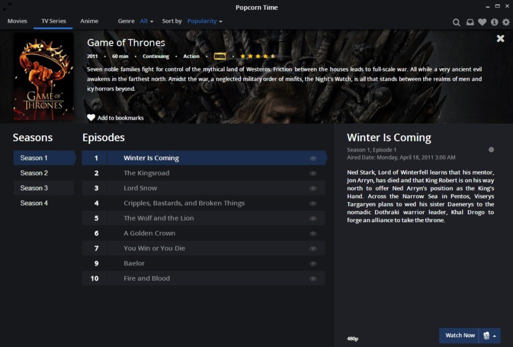 برنامج Popcorn Time - لقطة شاشة 4
