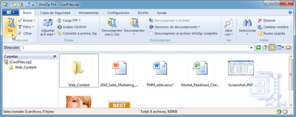 برنامج WinZip - لقطة شاشة 1